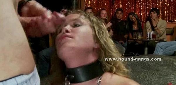  Slut gets in trouble and ends up thrashed and tied up by a bunch of horny men